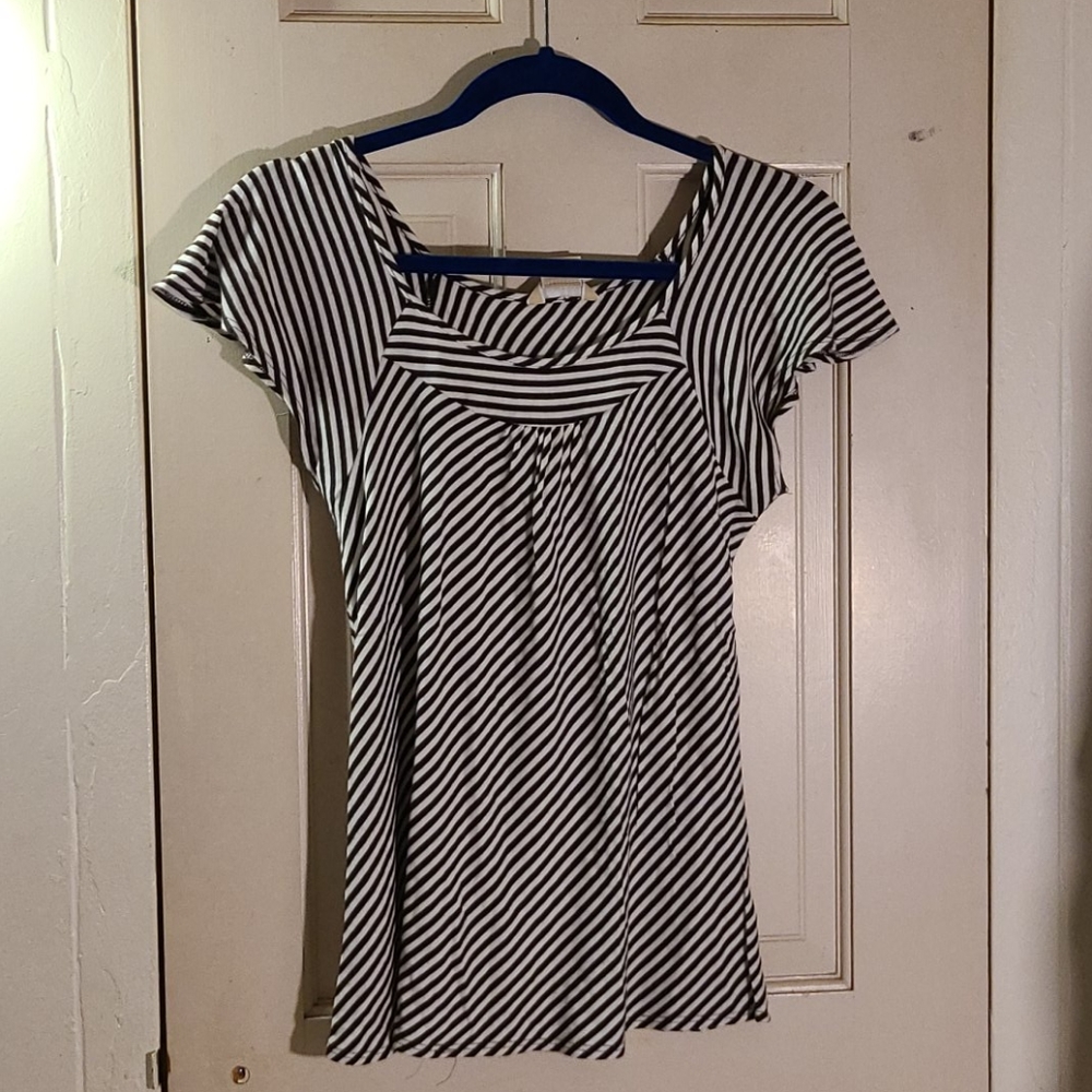 White and brown stripped shirt